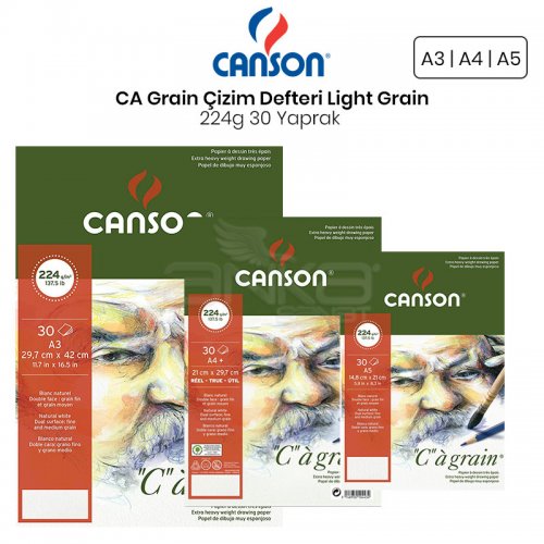 Canson CA Grain Çizim Defteri Light Grain 224g 30 Yaprak