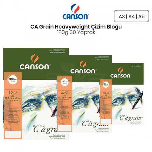 Canson CA Grain Heavyweight Çizim Bloğu 180g 30 Yaprak