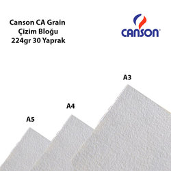 Canson - Canson CA Grain Çizim Bloğu 224g 30 Yaprak Spiralli (1)