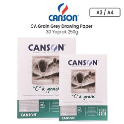 Canson CA Grain Grey Drawing Paper 30 Yaprak 250g - Thumbnail