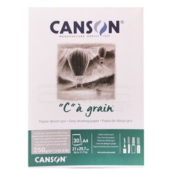 Canson CA Grain Grey Drawing Paper 30 Yaprak 250g - Thumbnail