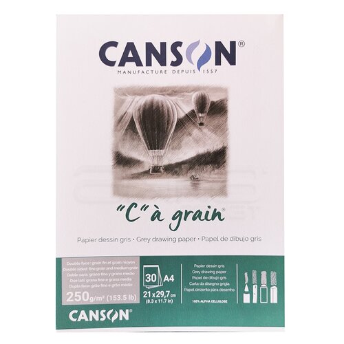 Canson CA Grain Grey Drawing Paper 30 Yaprak 250g