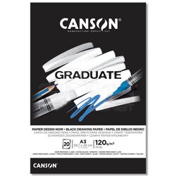 Canson - Canson Graduate Black Drawing Paper Siyah Çizim Defteri 120g 20 Yaprak (1)