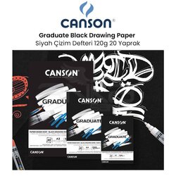 Canson Graduate Black Drawing Paper Siyah Çizim Defteri 120g 20 Yaprak - Thumbnail