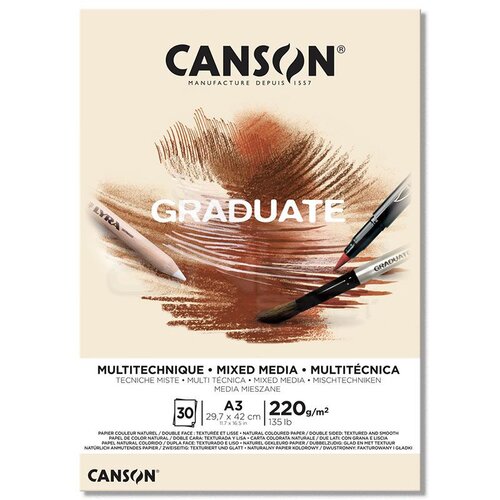 Canson Graduate Mixed Media Natural Çizim Defteri 220g 30 Yaprak