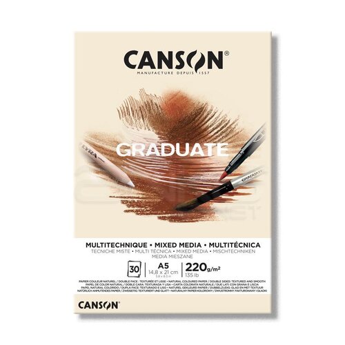 Canson Graduate Mixed Media Natural Çizim Defteri 220g 30 Yaprak