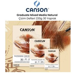 Canson - Canson Graduate Mixed Media Natural Çizim Defteri 220g 30 Yaprak