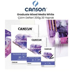 Canson Graduate Mixed Media White Çizim Defteri 200g 20 Yaprak - Thumbnail