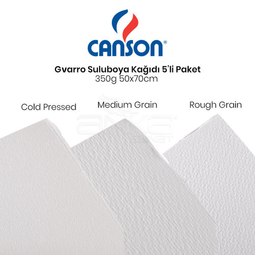 Canson Gvarro Watercolour Sulu Boya Kağıdı 50x70 350g 5li Paket