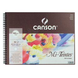 Canson - Canson Mi-Teintes Beyaz Pastel Defteri Spiralli 16 Yaprak 160g (1)