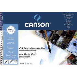 Canson - Canson Mix Media Spiralli Çizim Defteri 15 Yaprak 200g 35x50cm