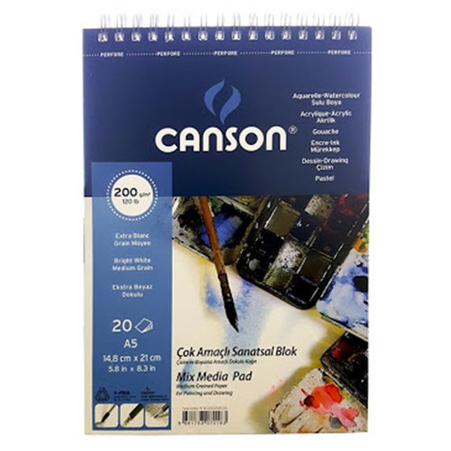 Canson Mix Media Spiralli Çizim Defteri 20 Yaprak 200g