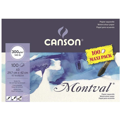 Canson Montval Sulu Boya Blok 300g 100 Yaprak Maxi Pack