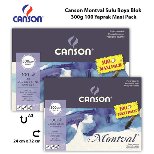 Canson Montval Sulu Boya Blok 300g 100 Yaprak Maxi Pack