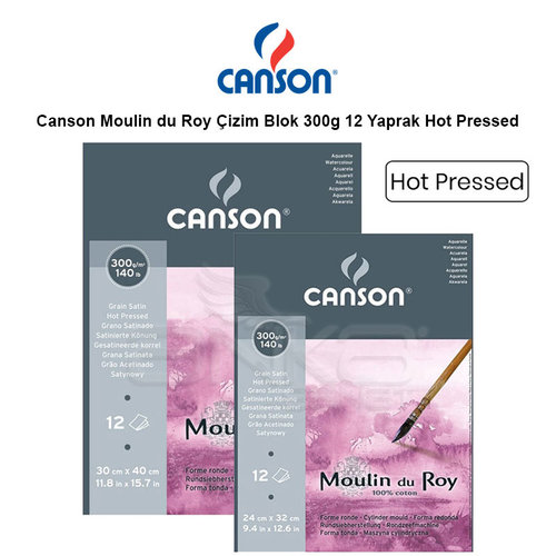 Canson Moulin du Roy Çizim Blok 300g 12 Yaprak Hot Pressed
