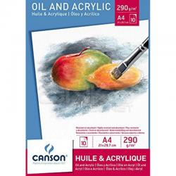 Canson Oil & Acrylic Paper Pad Yağlı & Akrilik Boya Çizim Defteri 290g 10 Yaprak - Thumbnail
