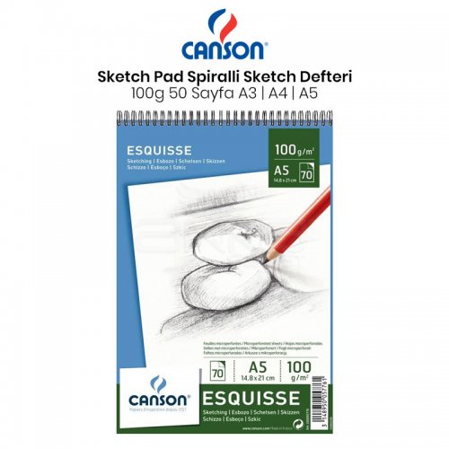 Canson Sketch Pad Spiralli Sketch Defteri 100g