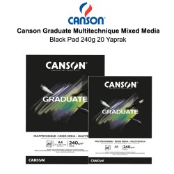 Canson - Canson Graduate Multitechnique Mixed Media Black Pad 240g 20 Yaprak