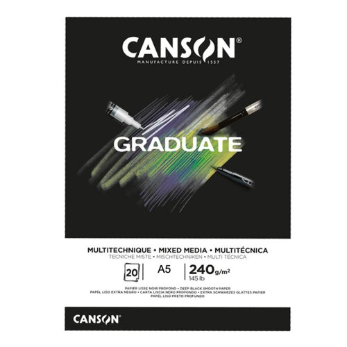 Canson Graduate Multitechnique Mixed Media Black Pad 240g 20 Yaprak