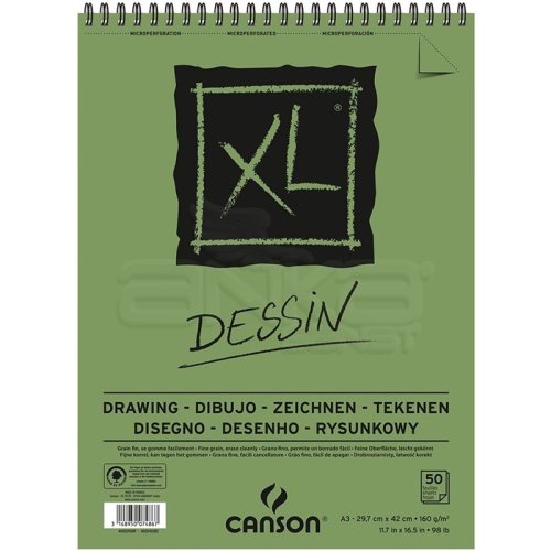 Canson XL Dessin Albüm Spiralli Light Grain 160g A3