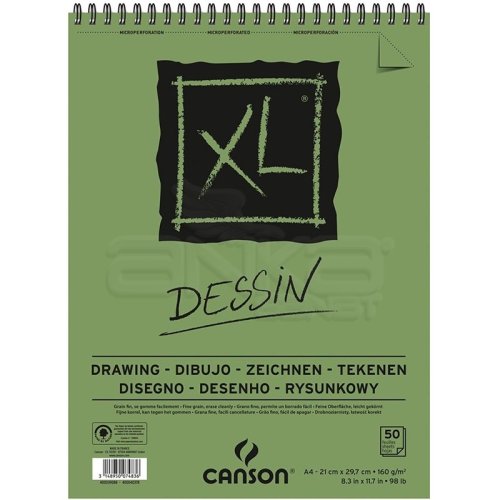Canson XL Dessin Albüm Spiralli Light Grain 160g A4