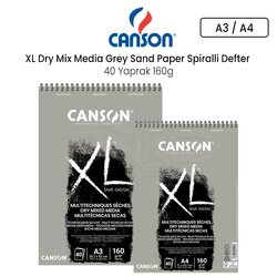 Canson XL Dry Mix Media Grey Sand Paper Spiralli Defter 40 Yaprak 160g - Thumbnail