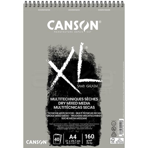 Canson XL Dry Mix Media Grey Sand Paper Spiralli Defter 40 Yaprak 160g