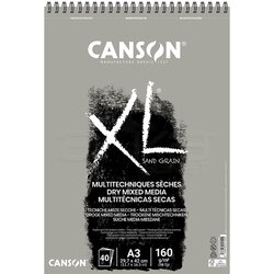 Canson XL Dry Mix Media Grey Sand Paper Spiralli Defter 40 Yaprak 160g - Thumbnail