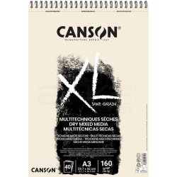 Canson - Canson XL Dry Mix Media Naturel Sand Paper Spiralli Defter 40 Yaprak 160g A3
