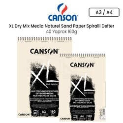 Canson - Canson XL Dry Mix Media Naturel Sand Paper Spiralli Defter 40 Yaprak 160g