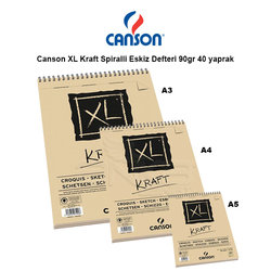 Canson XL Kraft Spiralli Eskiz Defteri 90g - Thumbnail