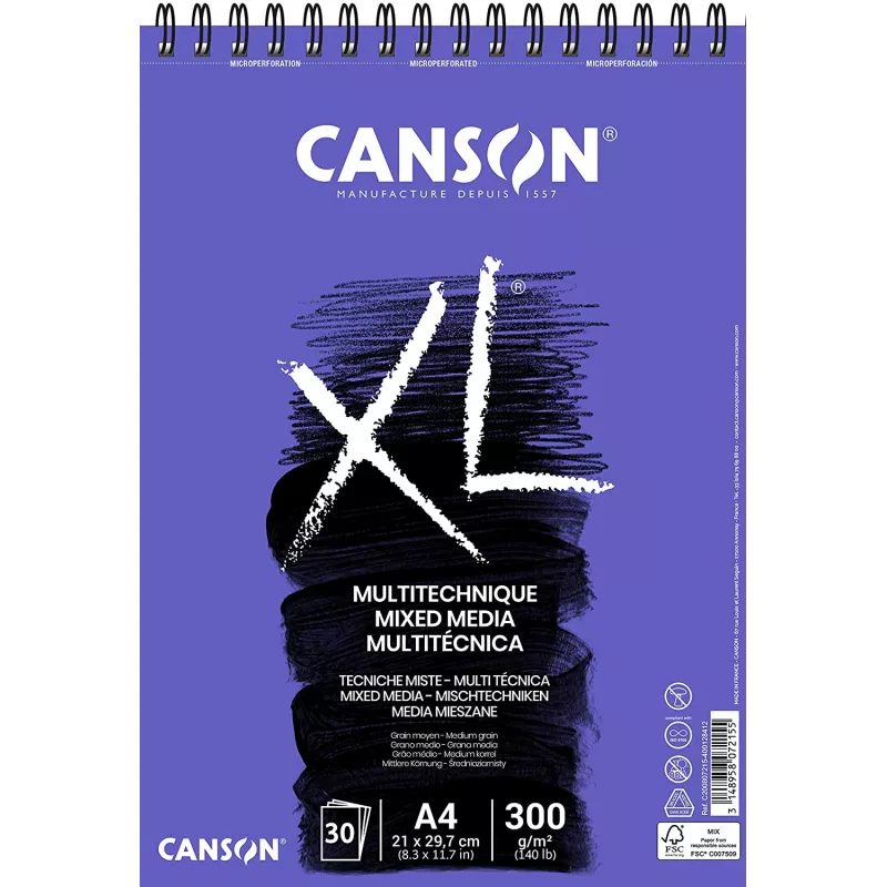 Canson XL Mix Media Çok Amaçlı Spiralli Çizim Defteri 300g - Thumbnail