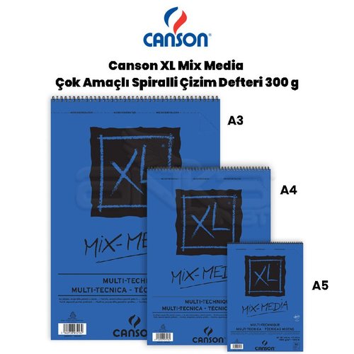 Canson XL Mix Media Çok Amaçlı Spiralli Çizim Defteri 300g