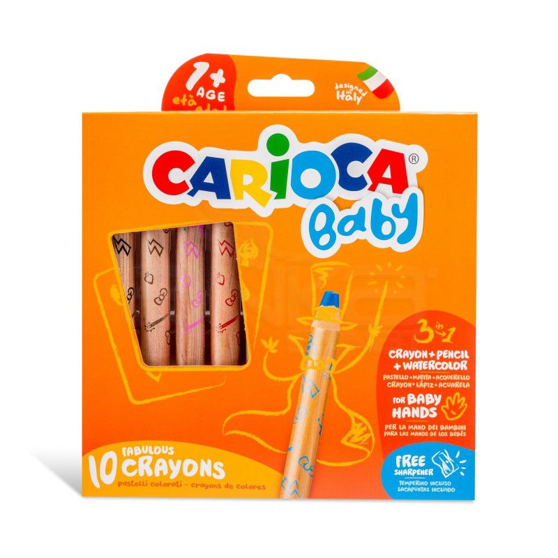 Carioca Baby 3 İn 1 Jumbo Ahşap Gövde Boya Kalemi 10lu 42818