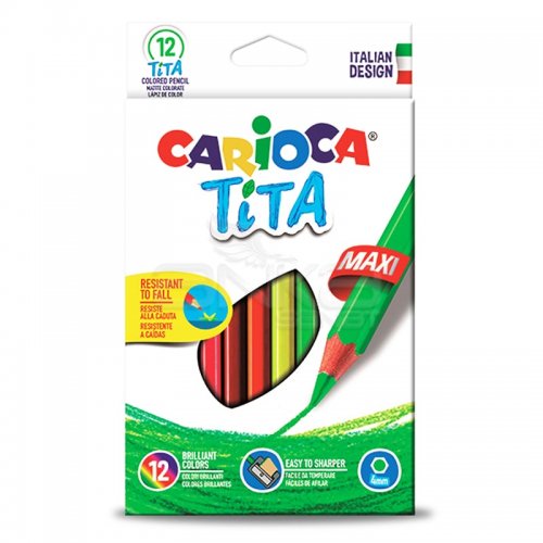 Carioca Tita Maxi Altıgen Kuru Boya Kalemi 4mm 12li 42789