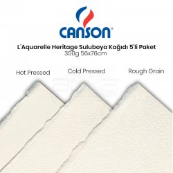 Canson - Canson LAquarelle Heritage Sulu Boya Kağıdı 5li Paket 300g 56x76
