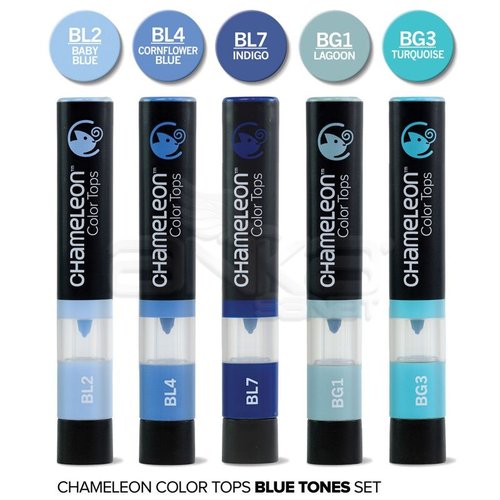 Chameleon Color Tops Marker Kalem 5li Set Blue Tones