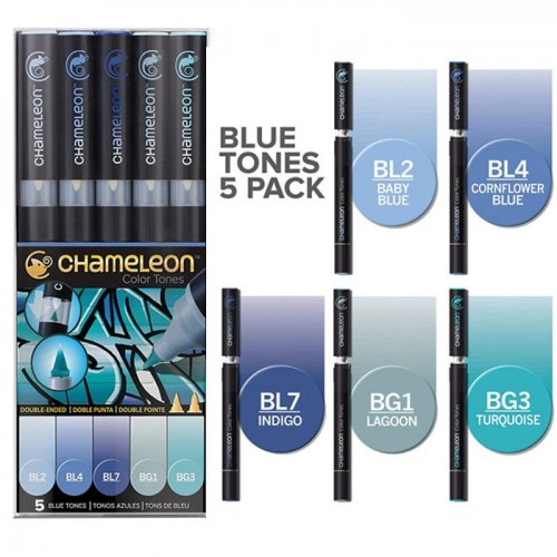 Chameleon Marker Kalem 5li Set Blue Tones