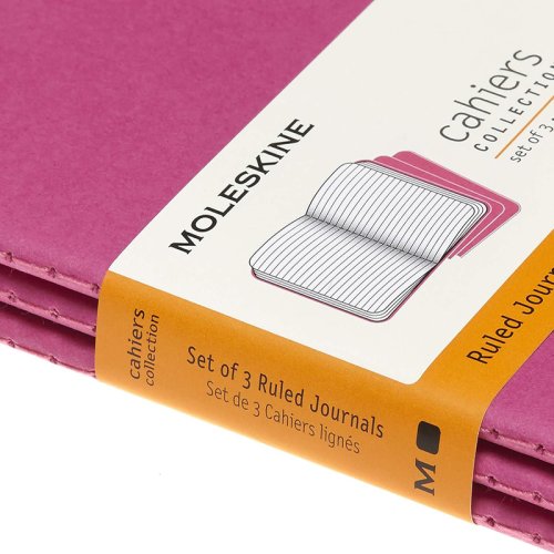 Moleskine Çizgili Cahier Not Defteri 3lü Set Cep Boy Kinetik Pembe