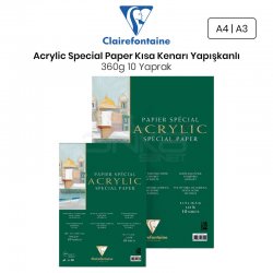 Clairefontaine - Clairefontaine Acrylic Special Paper Akrilik Blok Kısa Kenarı Yapışkanlı 360g 10 Yaprak