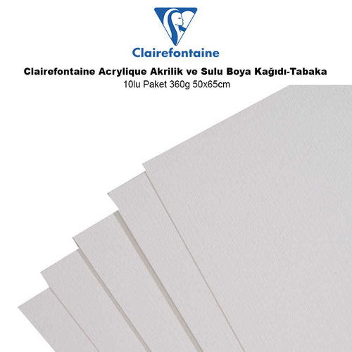 Clairefontaine Acrylique Akrilik ve Sulu Boya Kağıdı-Tabaka 10lu Paket 360g 51x72cm