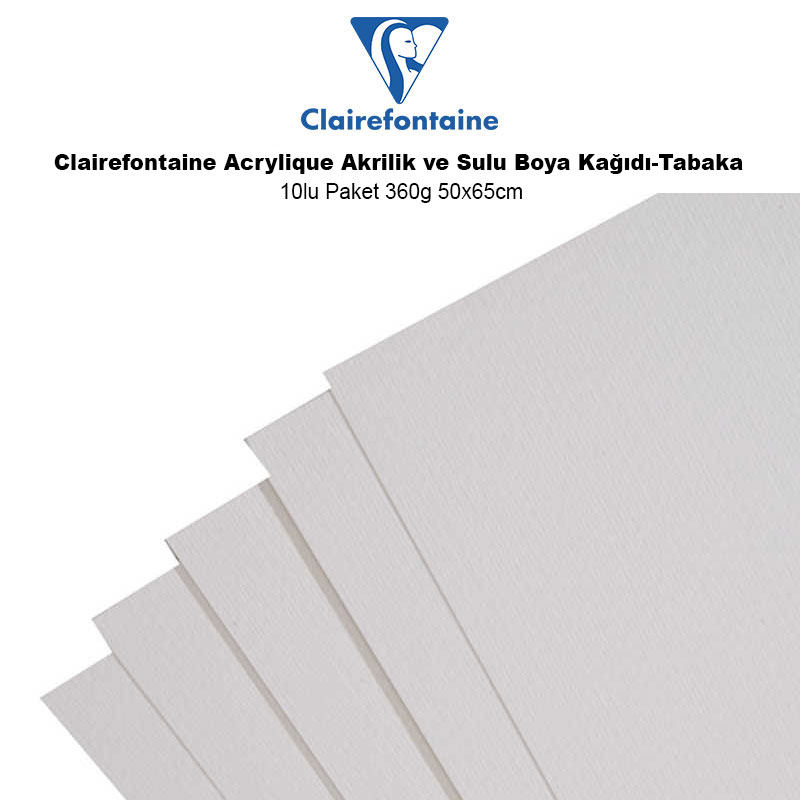 Clairefontaine Acrylique Akrilik ve Sulu Boya Kağıdı-Tabaka 360g 10 Adet 50x65cm AC93496 - Clairefontaine Acrylique Akrilik ve Sulu Boya Kağıdı -Tabaka