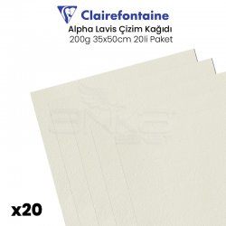 Clairefontaine - Clairefontaine Alpha Lavis Çizim Kağıdı 200g 35x50cm 20li Paket