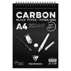Clairefontaine Carbon Black Paper Üstten Spiralli 120g 20 Yaprak - Thumbnail