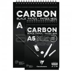Clairefontaine - Clairefontaine Carbon Black Paper Üstten Spiralli 120g 20 Yaprak (1)