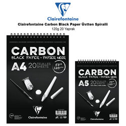 Clairefontaine - Clairefontaine Carbon Black Paper Üstten Spiralli 120g 20 Yaprak