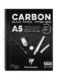 Clairefontaine - Clairefontaine Carbon Black Paper Yandan Spiralli 120g 20 Yaprak (1)