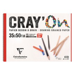 Clairefontaine - Clairefontaine Crayon Çizim Blok Spiralli 120g 35x50cm 15 Yaprak