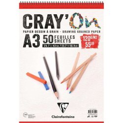 Clairefontaine - Clairefontaine Crayon Çizim Blok Spiralli 120g A3 50 Sayfa