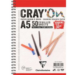 Clairefontaine - Clairefontaine Crayon Çizim Blok Spiralli 120g A5 50 Sayfa